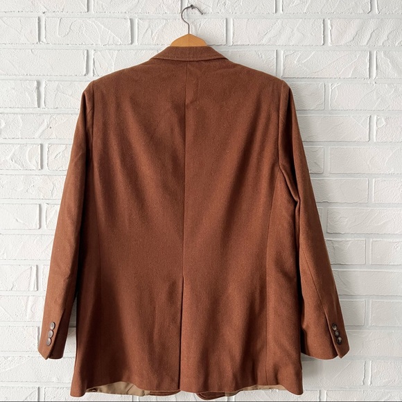 Vintage wool silk oversize warm brown blazer jacket coat - Picture 4 of 13